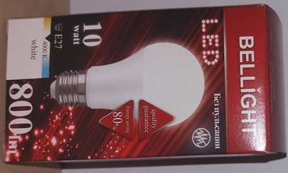 BELLIGHT Лампа светодиодная LED A60 220V/10W/E27 4000К