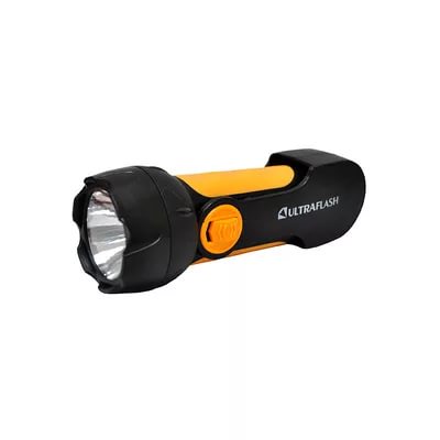 Ultraflash LED3828   (фонарь аккум 220В, черный/желтый, 1LED 0,5Вт, SLA, пласт, склад. вил коробка)
