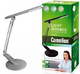 Camelion KD-816  C03  сереб.LED(Свет-к наст.,8 Вт,230В, сенс.,5 ур.ярк,4 цветов темп.)