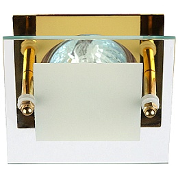 ЭРА KL16 GD золото светильник литой "с квадратным  стеклом" MR-16, 12V, 50W (1/5/50)