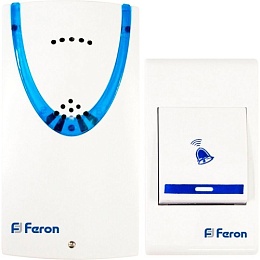 Feron E-222 звонок дверной (кнопка IP20) 32 мелодии 2*1,5V/АА белый,синий 1/60
