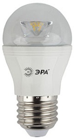 ЭРА LED smd P45-7w-827-E27-Clear светодиодная лампа прозр. т/бел, 560 lm (1/6/60)