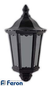 Feron 6206 черный 60W E27 светильник садово-парковый (половинка на стену) 1/10